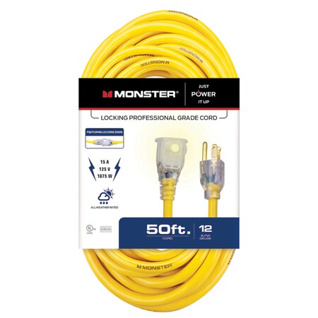 Monster Extnsion Cord50' 12/3Ylw 1504